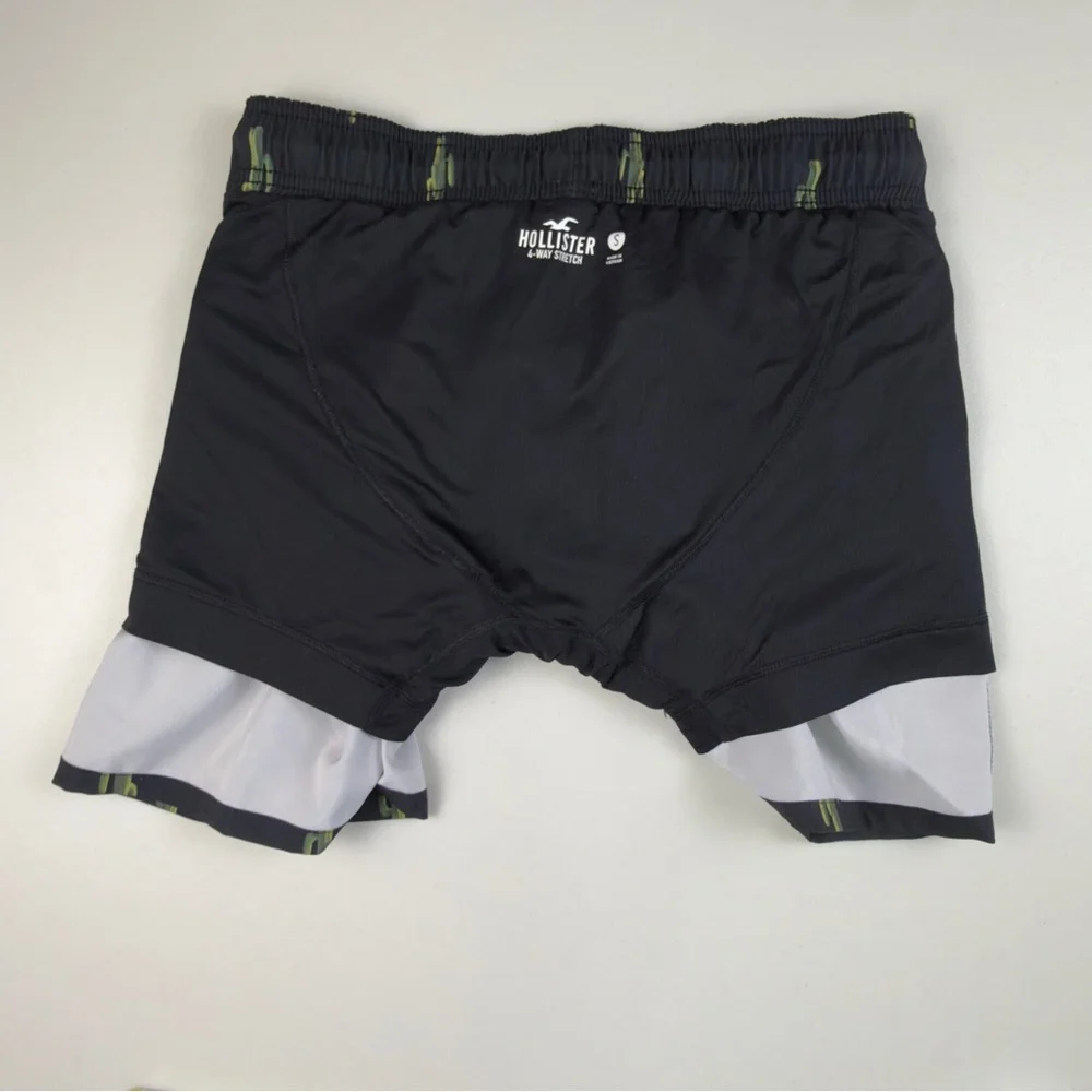 Hollister Black Swim Shorts with Green Cactus Size Small 🌵🌊